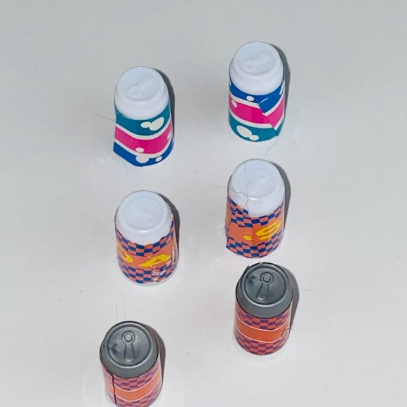 Barbie Lot of 6 Pretend Play Toy Cans of Soda Pop Kids Playset Toys - Picture 3 of 8